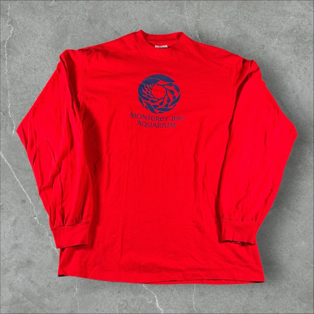 Vintage Monterey Bay Aquarium Shirt Mens XL Red 80s Rare Grail Shooting Sea Fish